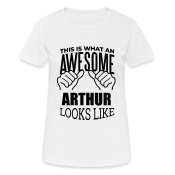 Arthur - Frauen T-Shirt atmungsaktiv - Weiß - Vorne - AI Model Female 172 dark (172cm)