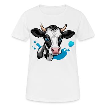 Vache laitière mignonne aux yeux bleus - T-shirt respirant Femme - blanc - Devant - AI Model Female 172 dark (172cm)
