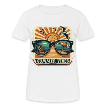 Été, Soleil, Vibes, Bonnes vacances, Plage, Fête, Sable - T-shirt respirant Femme - blanc - Devant - AI Model Female 172 dark (172cm)