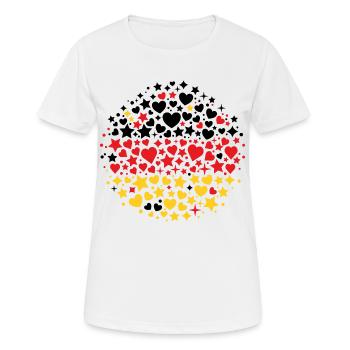 Deutsche Flagge Deutschland Fahne Herzen Sterne - Frauen T-Shirt atmungsaktiv - Weiß - Vorne - AI Model Female 172 dark (172cm)
