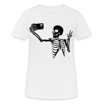 Selfie mortel (noir) - T-shirt respirant Femme - blanc - Devant - AI Model Female 172 dark (172cm)