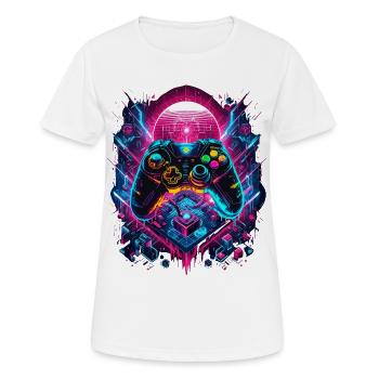 Vibrant Cyberpunk Gaming Controller Grafik - Frauen T-Shirt atmungsaktiv - Weiß - Vorne - AI Model Female 172 dark (172cm)