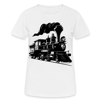 Dampflokomotive Zeichnung - Frauen T-Shirt atmungsaktiv - Weiß - Vorne - AI Model Female 172 dark (172cm)