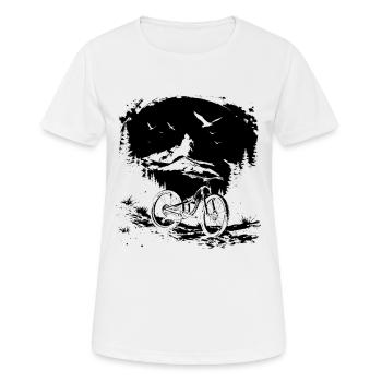 Mountain Biking Sketch - Women's Breathable T-Shirt - white - Front - AI Model Female 172 dark (172cm)