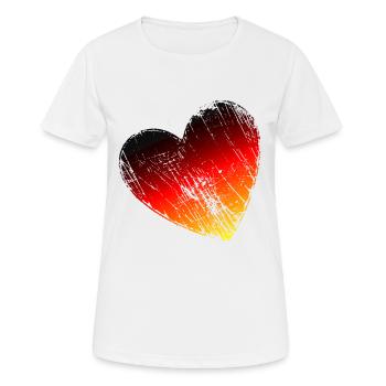 Allemagne Coeur Grunge Noir, Rouge, Or - T-shirt respirant Femme - blanc - Devant - AI Model Female 172 dark (172cm)