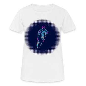 Wheelie extrême avec moto pendant la course colorée - T-shirt respirant Femme - blanc - Devant - AI Model Female 172 dark (172cm)
