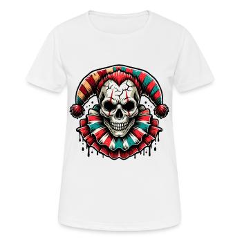 Creepy Skull Jester Colorful Horror Clown Hallowee - Women's Breathable T-Shirt - white - Front - AI Model Female 172 dark (172cm)