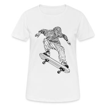 Skateboarder Strichzeichnung - Frauen T-Shirt atmungsaktiv - Weiß - Vorne - AI Model Female 172 dark (172cm)