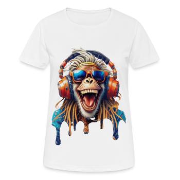 Old Rasta Monkey-Dreads-Laughing-Glasses-Hifi Helmet - Women's Breathable T-Shirt - white - Front - AI Model Female 172 dark (172cm)