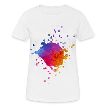 Éclaboussures de peinture colorées - Peinture à l’aquarelle dégradée - T-shirt respirant Femme - blanc - Devant - AI Model Female 172 dark (172cm)