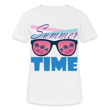Sommerzeit Palmen-Sonnenbrille - Frauen T-Shirt atmungsaktiv - Weiß - Vorne - AI Model Female 172 dark (172cm)