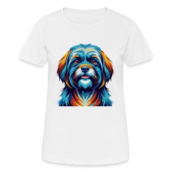 Tibetische Kyi Apso Hunderasse Bunte Karikatur Kawaii - Frauen T-Shirt atmungsaktiv - Weiß - Vorne - AI Model Female 172 dark (172cm)