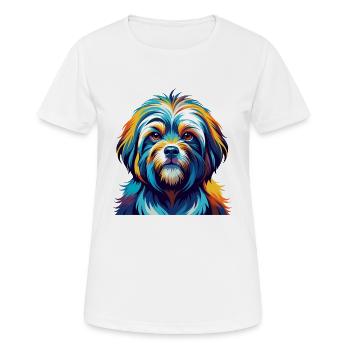Tibetische Kyi Apso Hunderasse Bunte Karikatur Kawaii - Frauen T-Shirt atmungsaktiv - Weiß - Vorne - AI Model Female 172 dark (172cm)