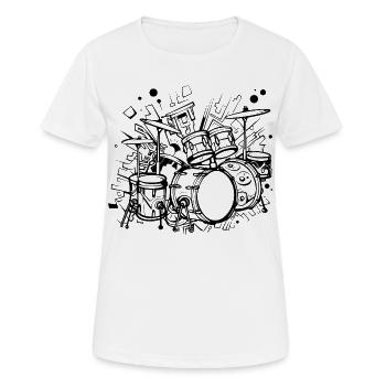 Drum Sketch - Women's Breathable T-Shirt - white - Front - AI Model Female 172 dark (172cm)
