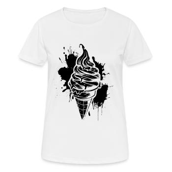 Eiswaffel Softeis - Frauen T-Shirt atmungsaktiv - Weiß - Vorne - AI Model Female 172 dark (172cm)