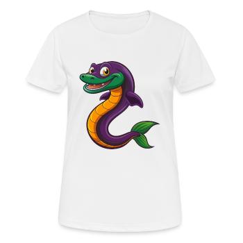 Anguille drôle Kawaii Dessin animé Personnage Clipart - T-shirt respirant Femme - blanc - Devant - AI Model Female 172 dark (172cm)