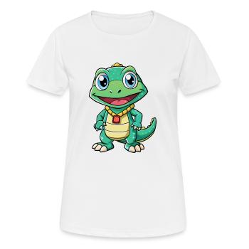 Monitor Eidechse Cartoon Figur Kawaii Clipart - Frauen T-Shirt atmungsaktiv - Weiß - Vorne - AI Model Female 172 dark (172cm)