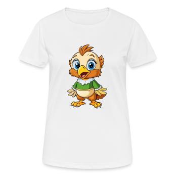 Buzzard Cute Cartoon Character Kawaii Clipart - Women's Breathable T-Shirt - white - Front - AI Model Female 172 dark (172cm)
