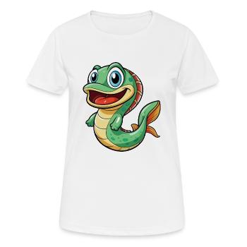 Anguille Mignon Dessin Animé Personnage Kawaii Clipart - T-shirt respirant Femme - blanc - Devant - AI Model Female 172 dark (172cm)
