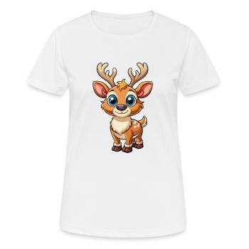 Karibu Niedliche Zeichentrickfigur Kawaii Clipart - Frauen T-Shirt atmungsaktiv - Weiß - Vorne - AI Model Female 172 dark (172cm)