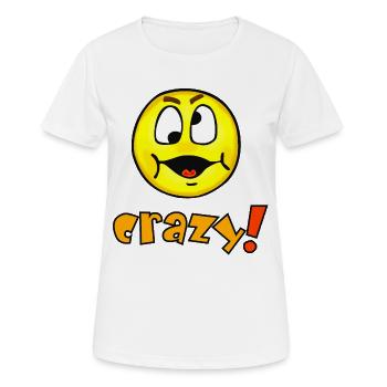 crazy - Funny crazy emoticon - Women's Breathable T-Shirt - white - Front - AI Model Female 172 dark (172cm)