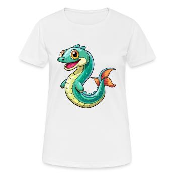 Anguille Mignon Dessin Animé Personnage Kawaii Clipart - T-shirt respirant Femme - blanc - Devant - AI Model Female 172 dark (172cm)