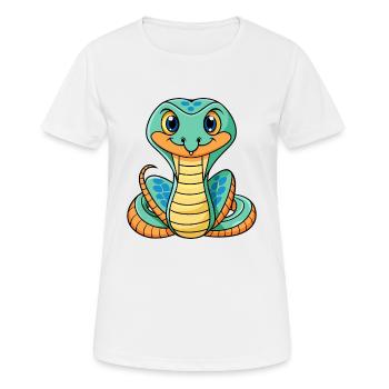 Kobra Niedliche Zeichentrickfigur Kawaii Clipart - Frauen T-Shirt atmungsaktiv - Weiß - Vorne - AI Model Female 172 dark (172cm)