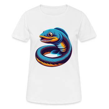 Anguille coloré Kawaii Dessin animé Personnage Clipart - T-shirt respirant Femme - blanc - Devant - AI Model Female 172 dark (172cm)