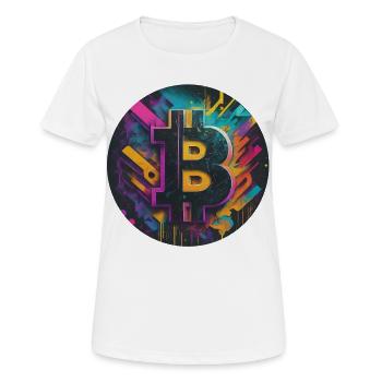 Bitcoin-Explosion der Farben - Frauen T-Shirt atmungsaktiv - Weiß - Vorne - AI Model Female 172 dark (172cm)