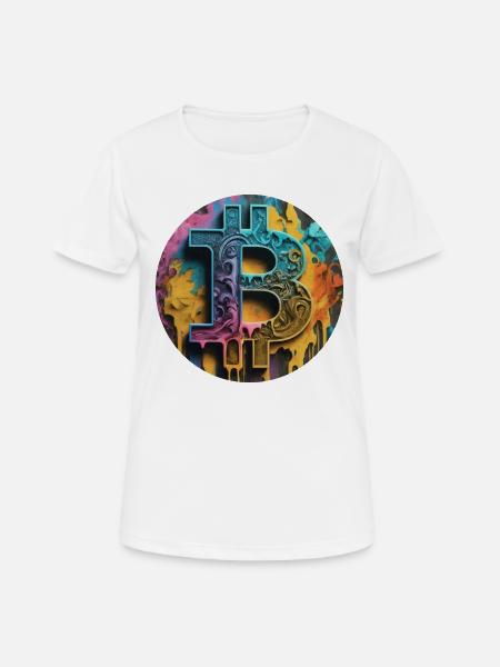 Bitcoin graffiti: Colorful and rebellious - Women's Breathable T-Shirt - white