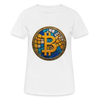 Bitcoin Mosaik - Frauen T-Shirt atmungsaktiv - Weiß - Vorne - AI Model Female 172 dark (172cm)