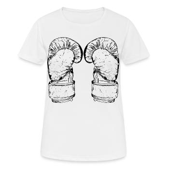Kickboxen Handschuhe Skizze - Frauen T-Shirt atmungsaktiv - Weiß - Vorne - AI Model Female 172 dark (172cm)