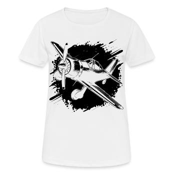 Propeller Airplane Sketch - Women's Breathable T-Shirt - white - Front - AI Model Female 172 dark (172cm)