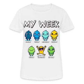 My Week Funny Days of the Week Cartoon Art Design - Women's Breathable T-Shirt - white - Front - AI Model Female 172 dark (172cm)
