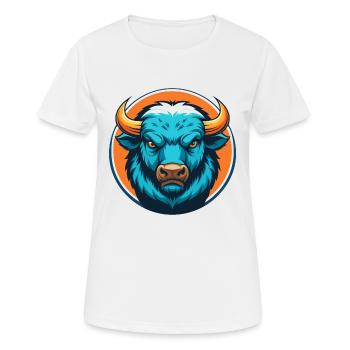 Buffalo Cute Funny Kawaii Cartoon Animal Pet Logo - Women's Breathable T-Shirt - white - Front - AI Model Female 172 dark (172cm)