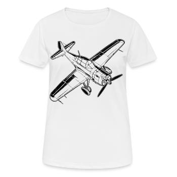 Croquis d’avion d’hélice - T-shirt respirant Femme - blanc - Devant - AI Model Female 172 dark (172cm)