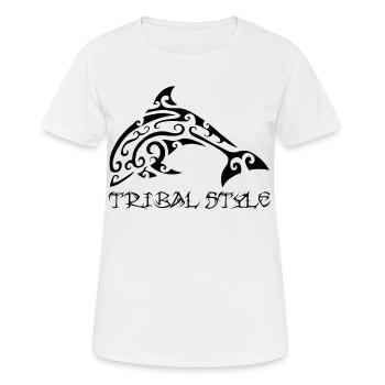 Polynesischer schwarzer Delfin - Frauen T-Shirt atmungsaktiv - Weiß - Vorne - AI Model Female 172 dark (172cm)