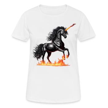 Das mächtige schwarze Einhorn - Frauen T-Shirt atmungsaktiv - Weiß - Vorne - AI Model Female 172 dark (172cm)