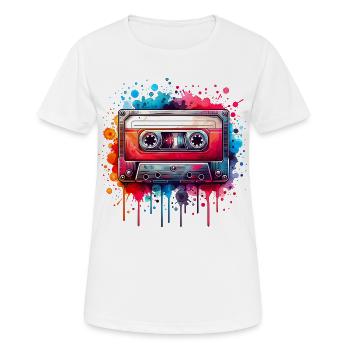 Cassette de musique rétro vintage colorée - T-shirt respirant Femme - blanc - Devant - AI Model Female 172 dark (172cm)
