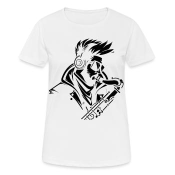 Saxophonist Zeichnung - Frauen T-Shirt atmungsaktiv - Weiß - Vorne - AI Model Female 172 dark (172cm)