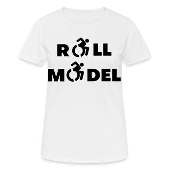 Jeder Rollstuhlfahrer ist ein Vorbild # - Frauen T-Shirt atmungsaktiv - Weiß - Vorne - AI Model Female 172 dark (172cm)