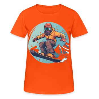 Snowboarding Graphics - Women's Breathable T-Shirt - neon orange - Front - AI Model Female 172 dark (172cm)