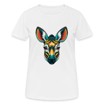 Okapi Niedliches Kawaii Cartoon Clipart Tier Gesicht - Frauen T-Shirt atmungsaktiv - Weiß - Vorne - AI Model Female 172 dark (172cm)