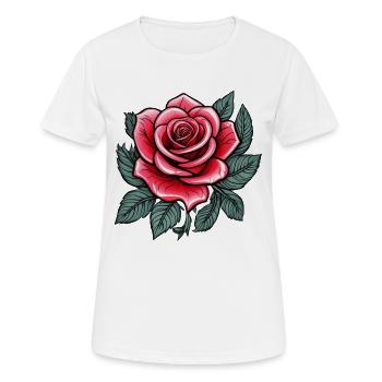 Tatouage Rose Fleur de Rose - T-shirt respirant Femme - blanc - Devant - AI Model Female 172 dark (172cm)
