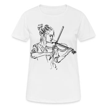 Fiddle Girl Drawing - Women's Breathable T-Shirt - white - Front - AI Model Female 172 dark (172cm)