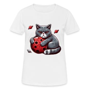 Cat Apocalypse: Mürrische Stimmungskatze - Frauen T-Shirt atmungsaktiv - Weiß - Vorne - AI Model Female 172 dark (172cm)