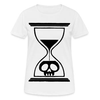 Schwarzer Sanduhr-Totenkopf - Frauen T-Shirt atmungsaktiv - Weiß - Vorne - AI Model Female 172 dark (172cm)
