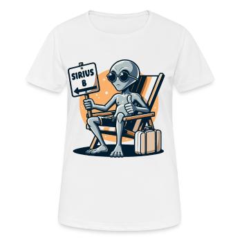 Alien « Sirius B » Guide de l’auto-stoppeur Illustration de dessin animé - T-shirt respirant Femme - blanc - Devant - AI Model Female 172 dark (172cm)