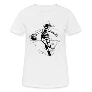 Weiblicher Basketballspieler - Frauen T-Shirt atmungsaktiv - Weiß - Vorne - AI Model Female 172 dark (172cm)