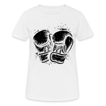 Boxhandschuhe - Frauen T-Shirt atmungsaktiv - Weiß - Vorne - AI Model Female 172 dark (172cm)